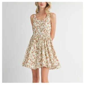 Sadie & Sage Sleeveless Floral Mini Dress Size Medium in Cream